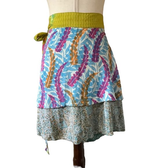 Kariza Wrap Skirt Women One Size Side Tie Patchwork Beach Coverup Boho Bohemian - Picture 3 of 5